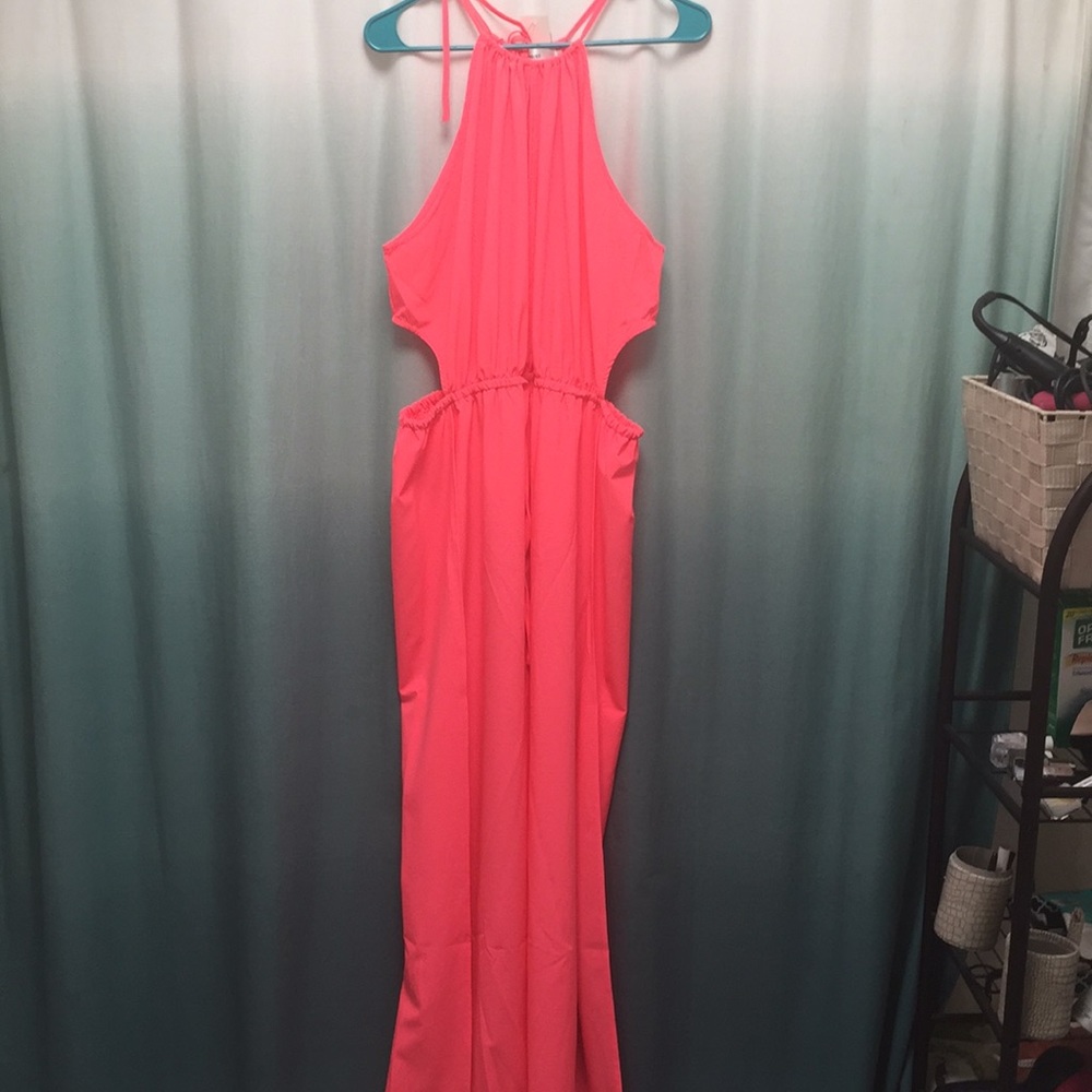 Bright Pink Choies Cutout Maxi